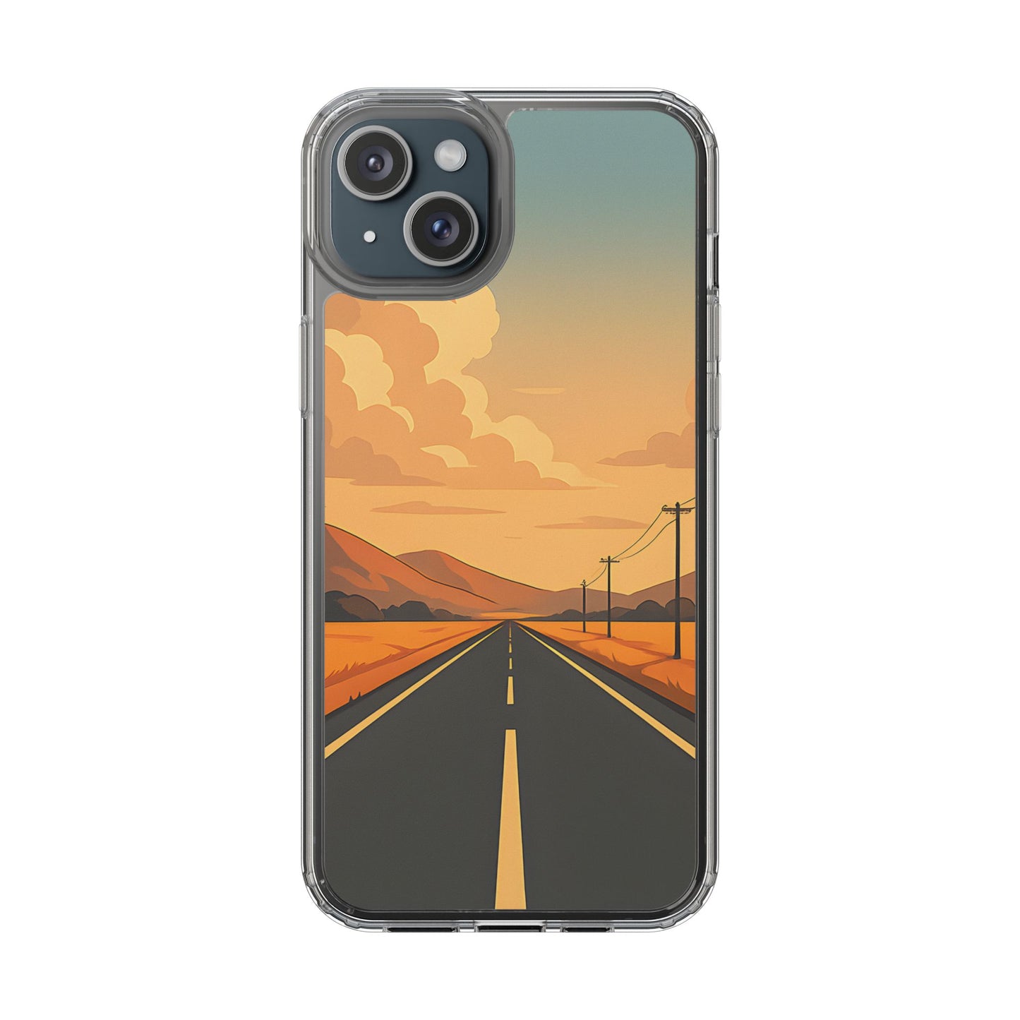 Clear Open Road Sunset Case - Minimalist Journey Aesthetic Transparent Cover