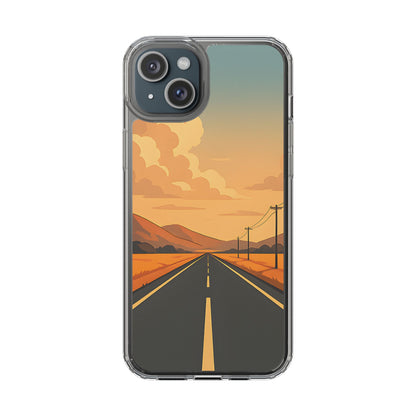 Clear Open Road Sunset Case - Minimalist Journey Aesthetic Transparent Cover
