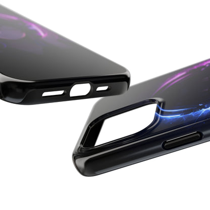 Neon Music Anime Girl Tough Case - Purple & Blue Aesthetic Cover for iPhone & Samsung