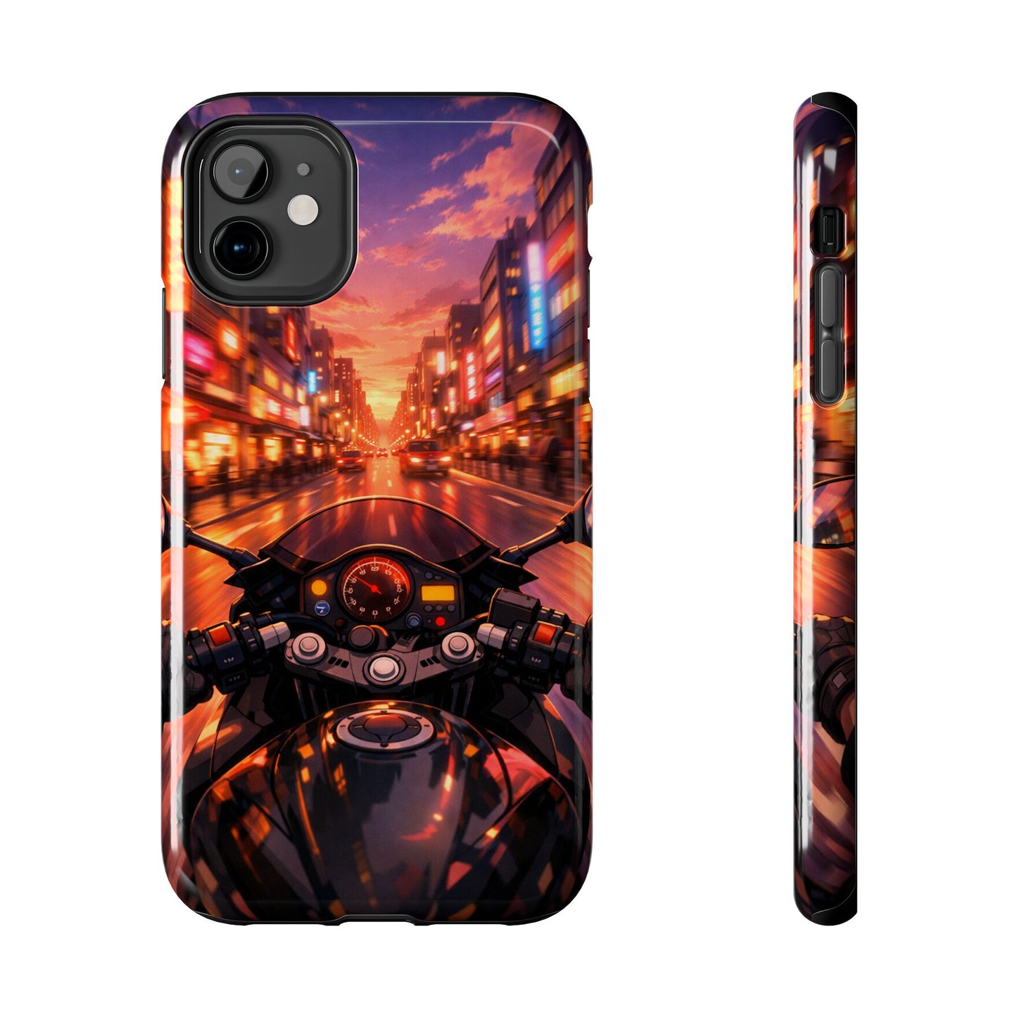 Motorcycle City POV Tough Case - Urban Sunset Rider Cover for iPhone & Samsung