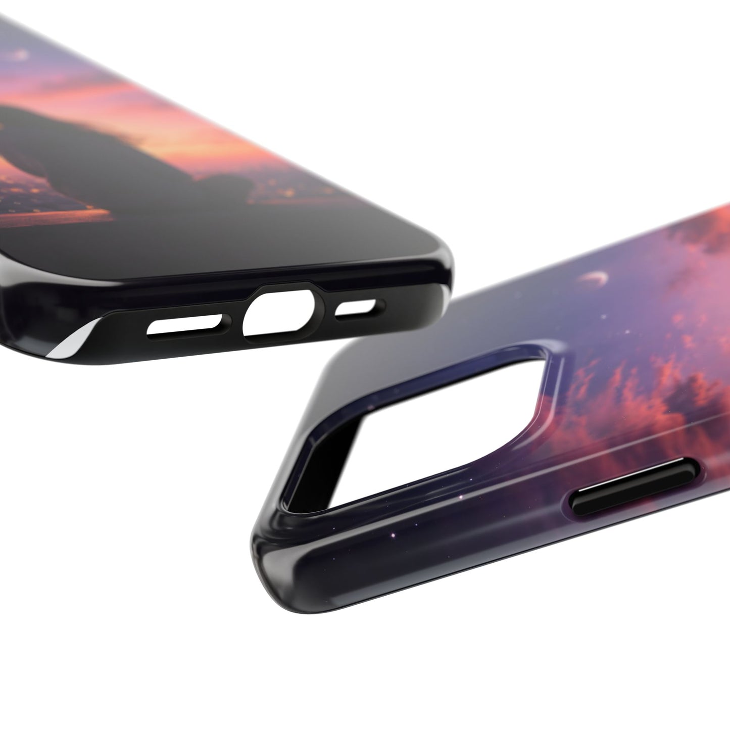 Dreamy Rooftop Sunset Tough Case - Lo-Fi Cityscape Cover for iPhone & Samsung