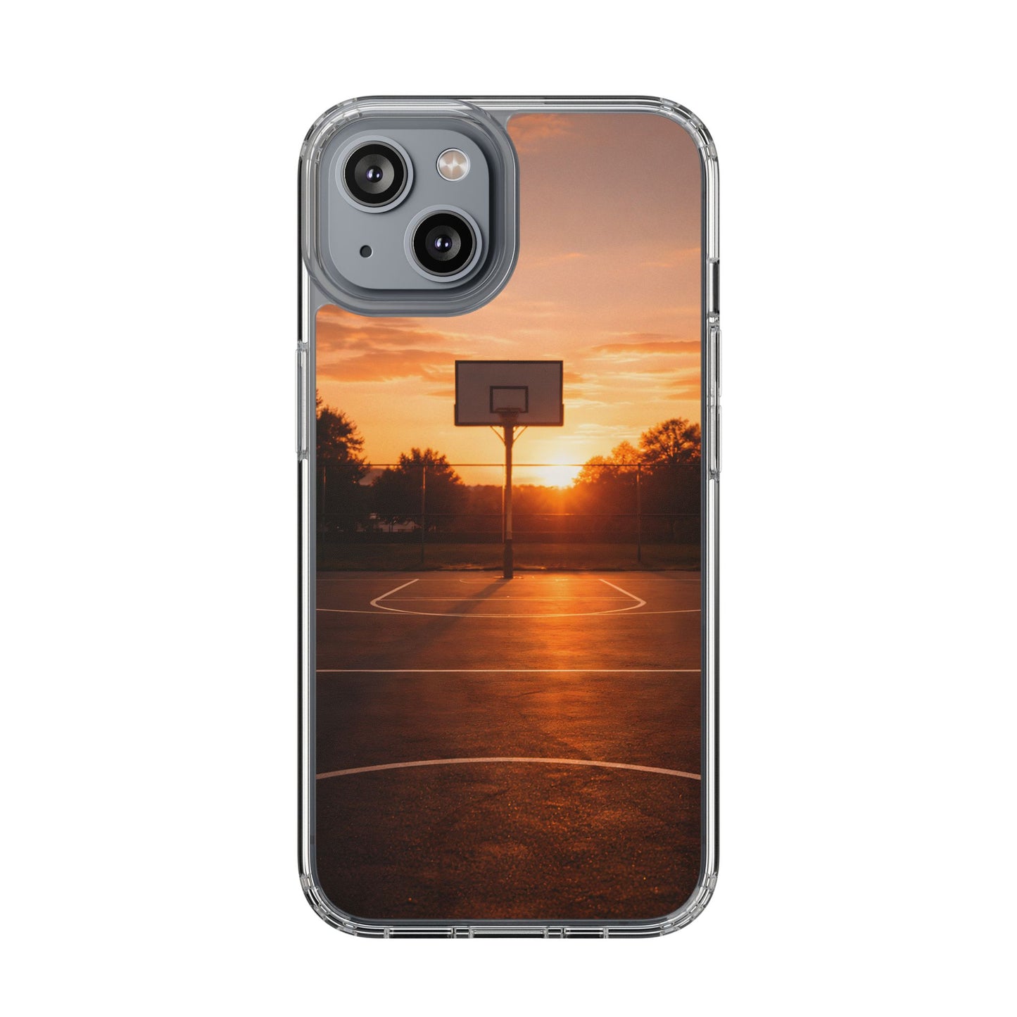 Clear Golden Hour Basketball Case - Urban Sunset Court Transparent Cover
