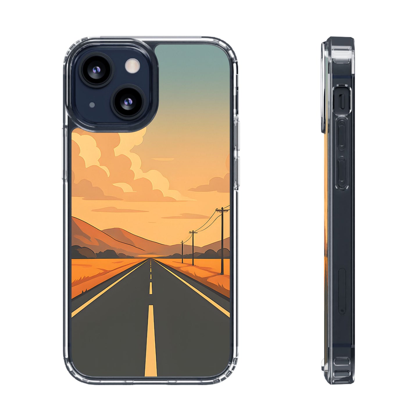 Clear Open Road Sunset Case - Minimalist Journey Aesthetic Transparent Cover