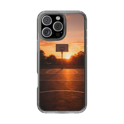 Clear Golden Hour Basketball Case - Urban Sunset Court Transparent Cover