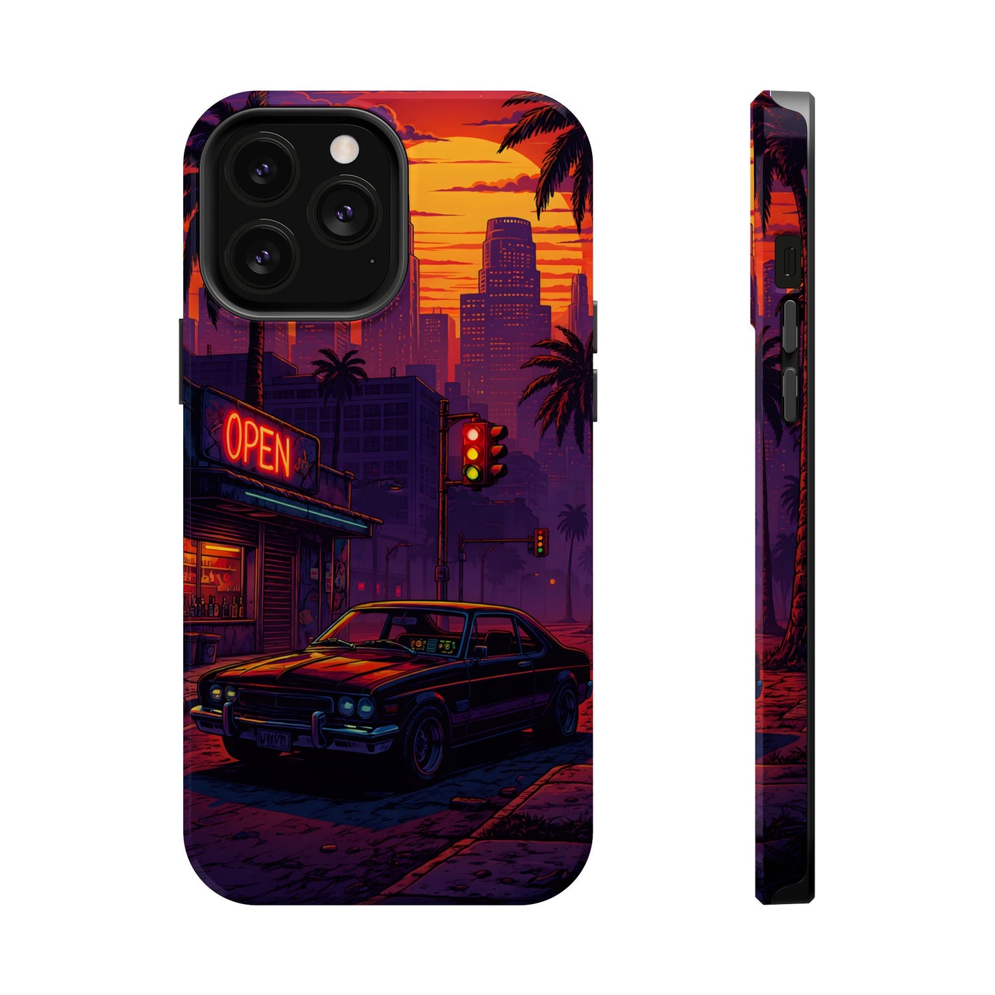 Lofi Midnight Drive: Retro Muscle Car MagSafe Case