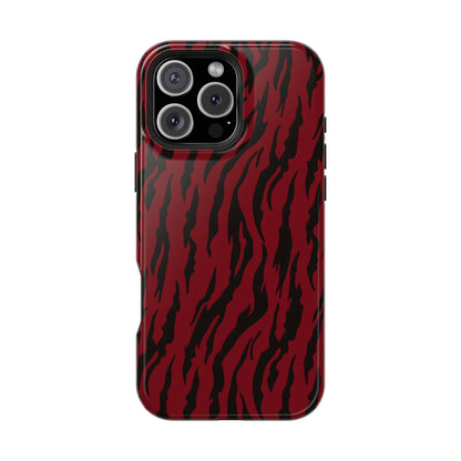 Crimson Instinct: Bold Red Tiger Print MagSafe Case