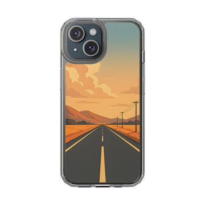 Clear Open Road Sunset Case - Minimalist Journey Aesthetic Transparent Cover
