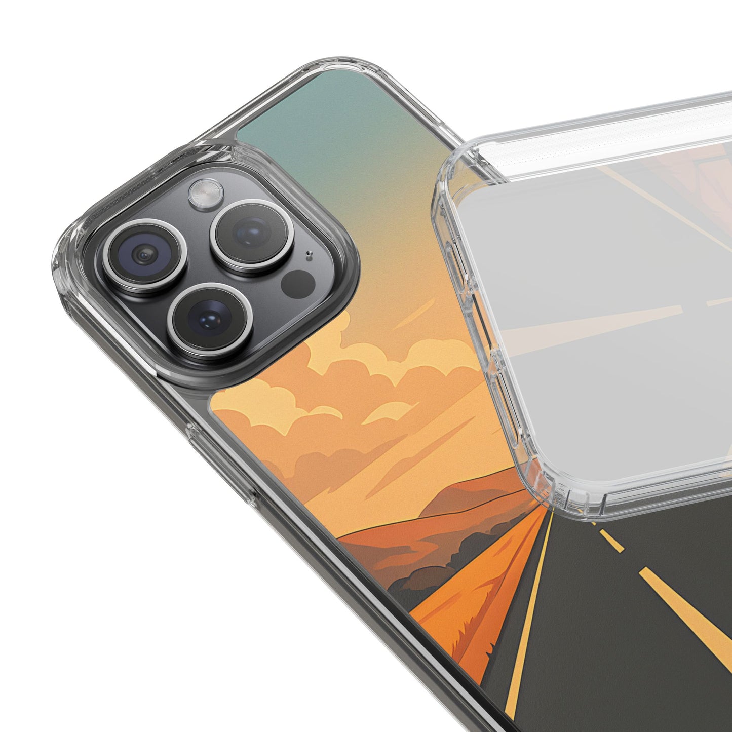 Clear Open Road Sunset Case - Minimalist Journey Aesthetic Transparent Cover
