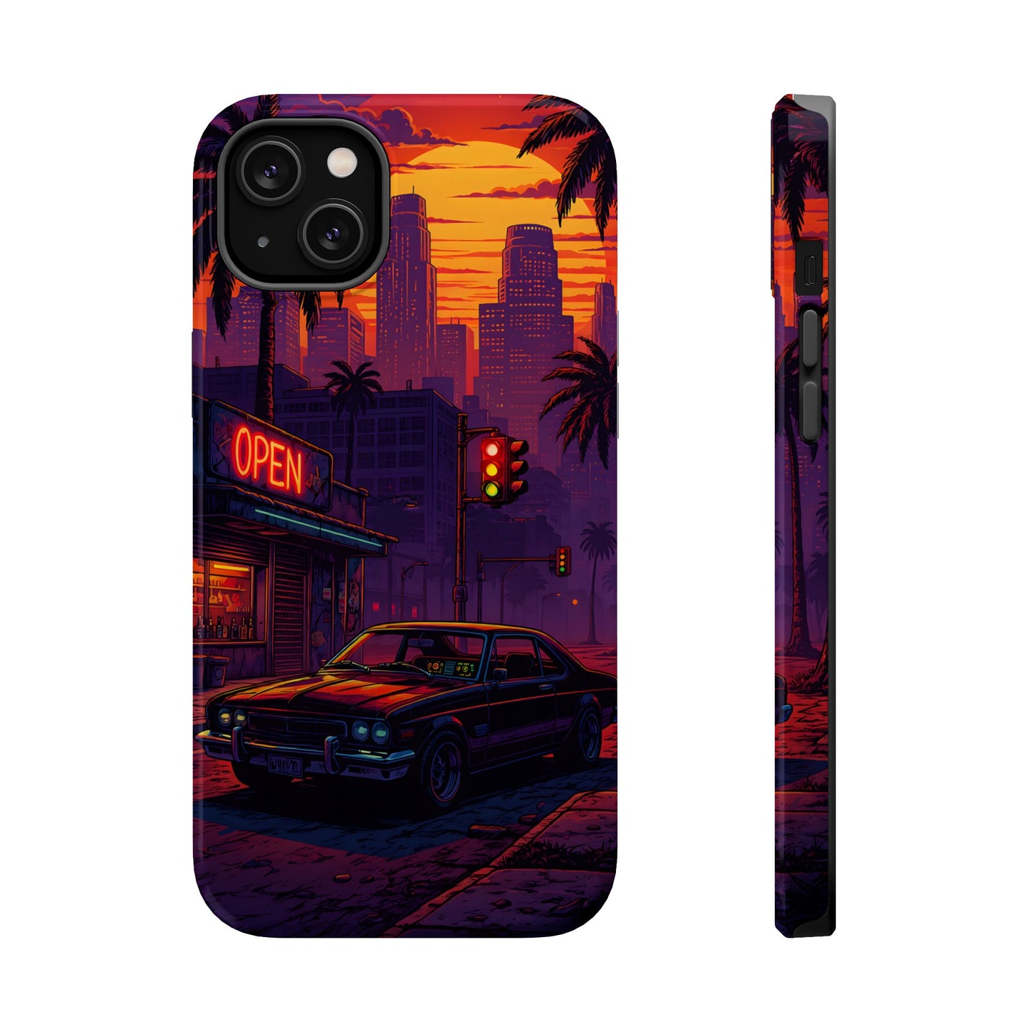 Lofi Midnight Drive: Retro Muscle Car MagSafe Case