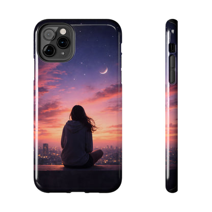Dreamy Rooftop Sunset Tough Case - Lo-Fi Cityscape Cover for iPhone & Samsung