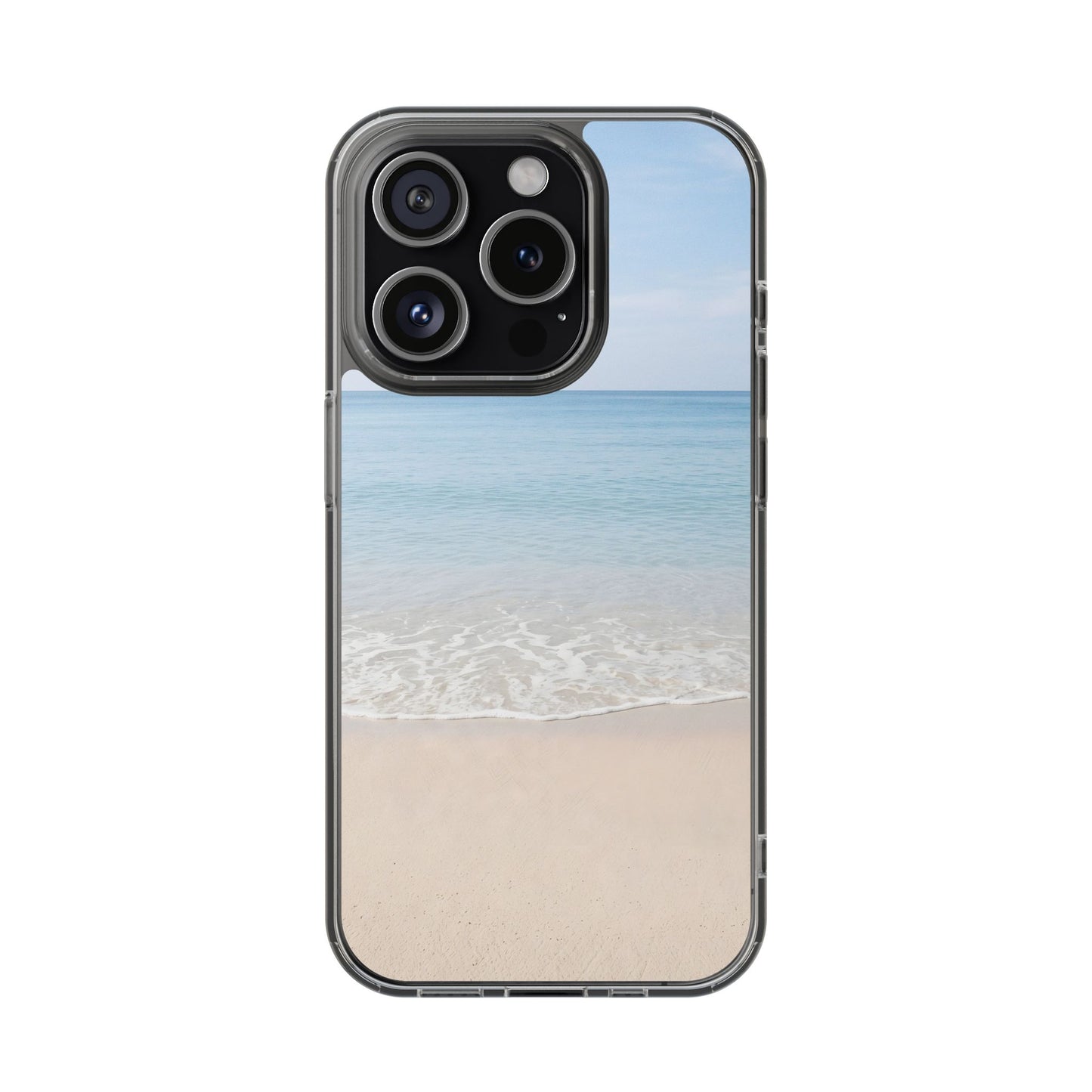 Serene Beach Landscape Clear Case - MagSafe Compatible Coastal Cover