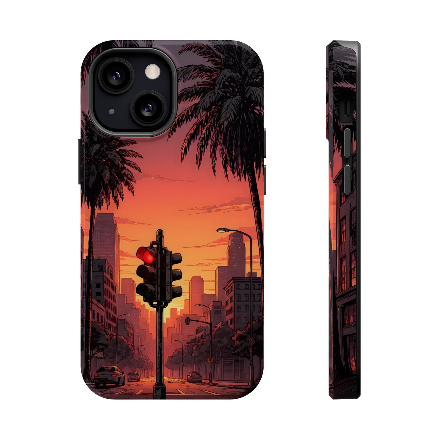 Lofi City Sunset: Aesthetic Urban Palm Tree MagSafe Case