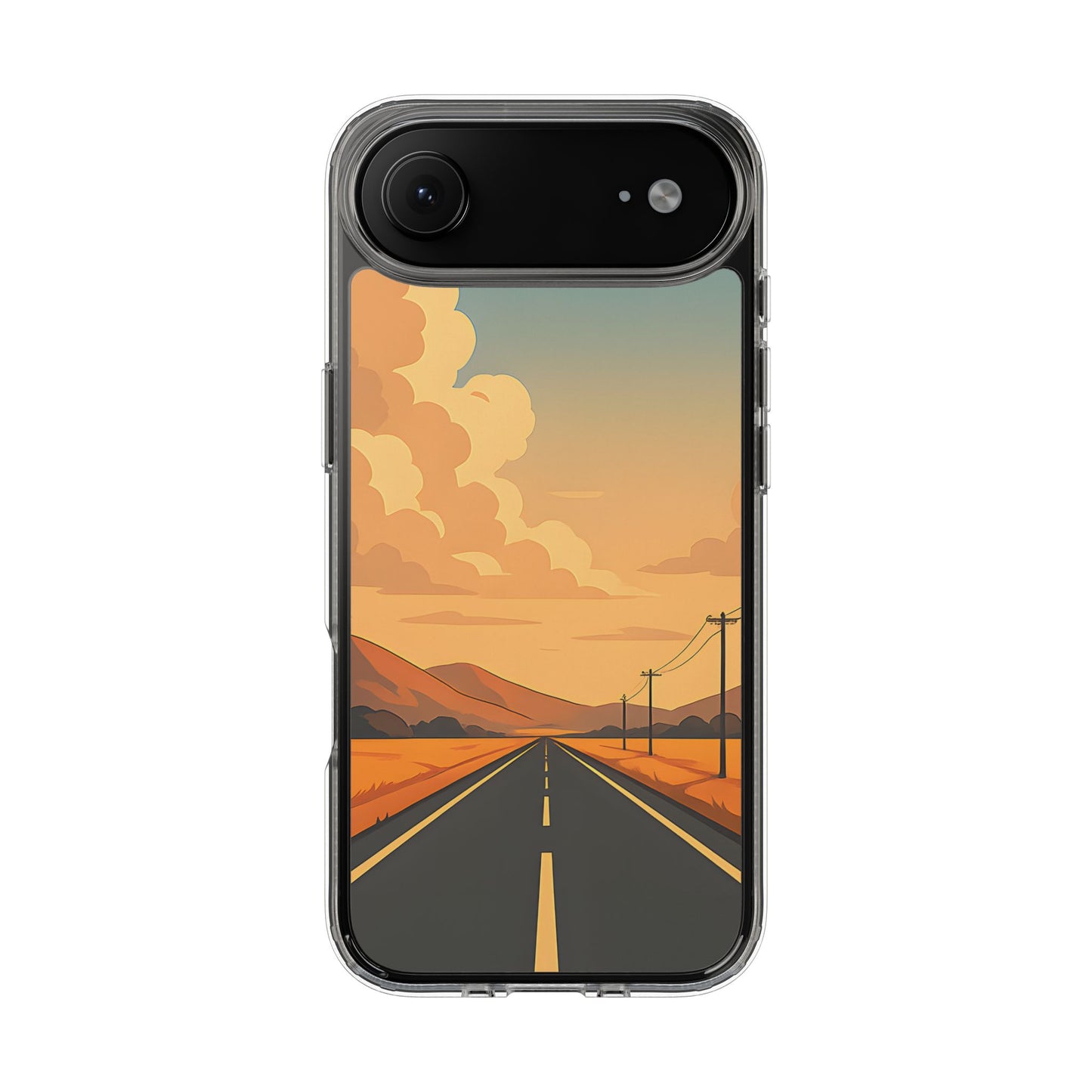 Clear Open Road Sunset Case - Minimalist Journey Aesthetic Transparent Cover